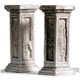 GRAY CARVED STONE PEDESTALS